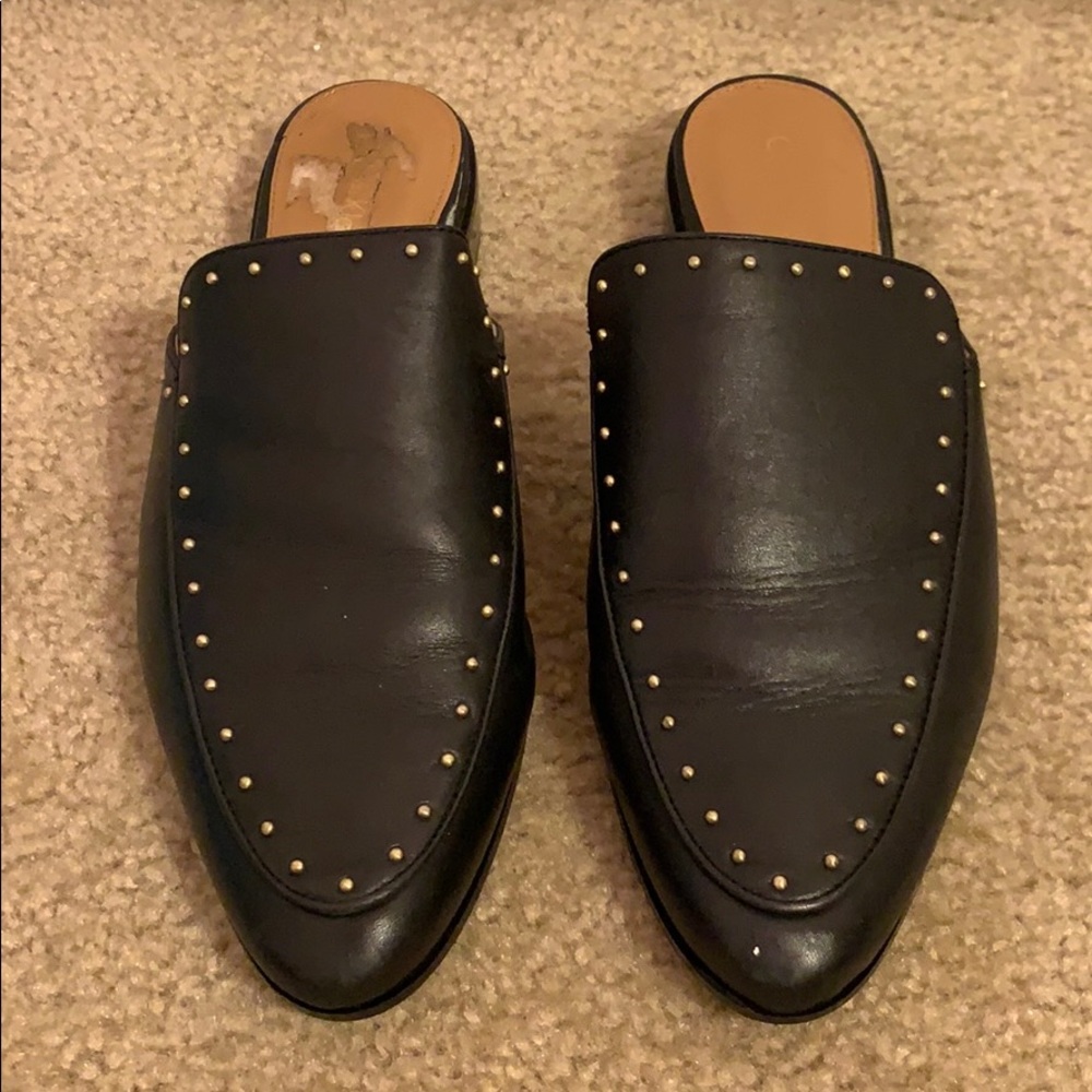 Calvin Klein black studded mule loafers sz 9